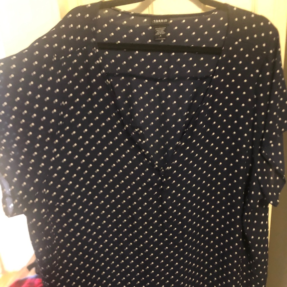 Torrid chiffon polka dot top